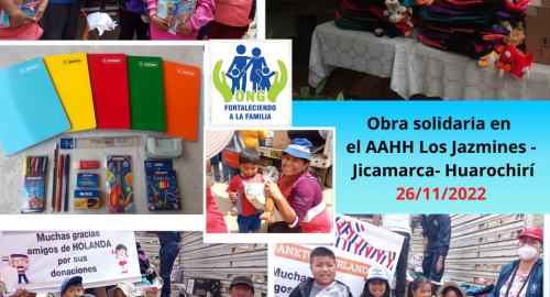 Obra solidaria a favor de 125 niños del AAHH Los Jazmines de Jicamarca – Huarochirí (26/11/2022)