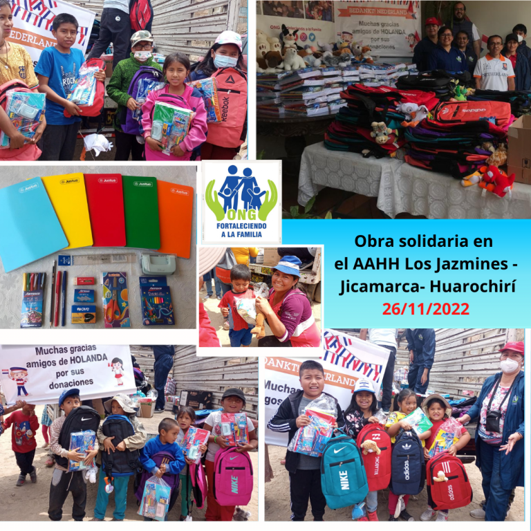 Lee más sobre el artículo Obra solidaria a favor de 125 niños del AAHH Los Jazmines de Jicamarca – Huarochirí (26/11/2022)