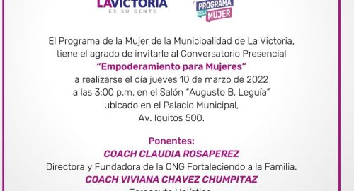 Conferencia para la Municipalidad de La Victoria.