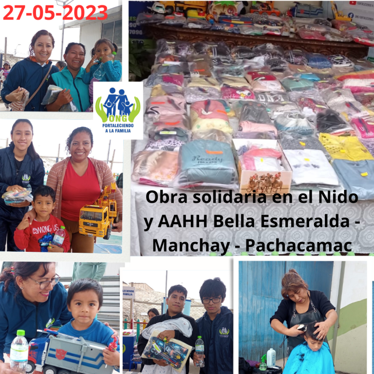 Lee más sobre el artículo Obra solidaria a favor de 112 personas del nido Bella Esmeralda ubicado en el AAHH Bella Esmeralda en Manchay -PACHACAMAC (27/05/2023).