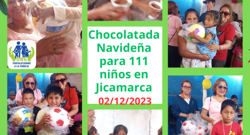 1ra. Chocolatada Navideña con panetones, entrega de rosarios y pelotas para 111 niños de la Olla Común Madres Emprendedoras – JICAMARCA (02/12/2023)