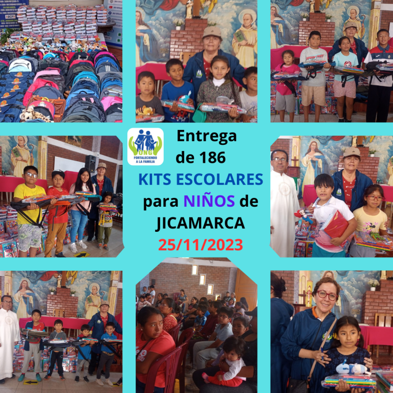 Lee más sobre el artículo Entrega de kits escolares para 186 niños de JICAMARCA (25/11/2023)