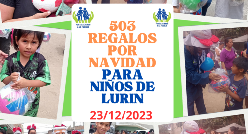 4ta. actividad por NAVIDAD entregamos 500 pelotas y 3 juguetes para un total de 503 niños de LURIN (23/12/2023)