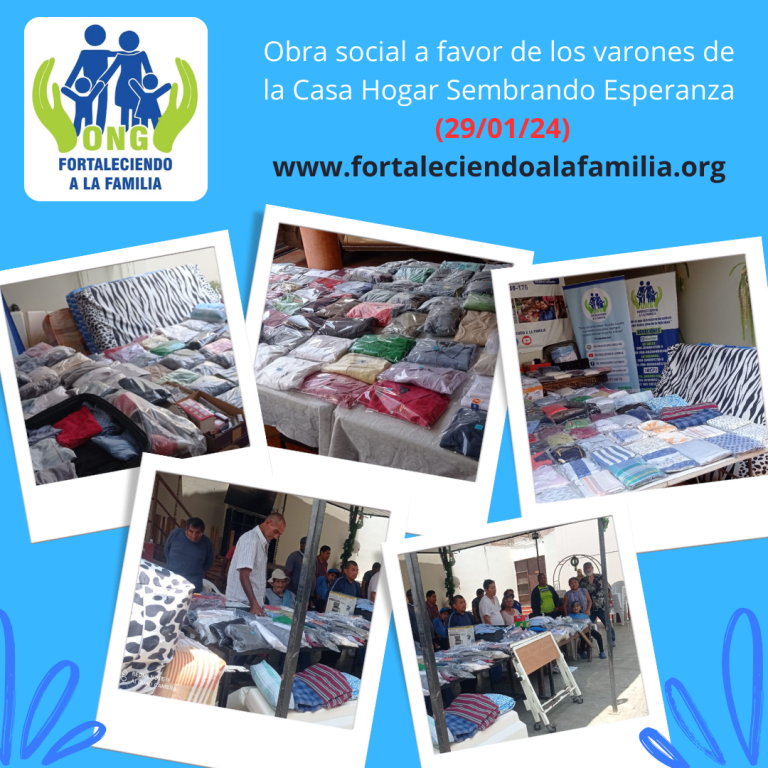 Lee más sobre el artículo Obra en favor de los varones de la Casa Hogar Sembrando Esperanza (29/01/2024)