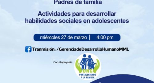 Charla para PADRES. Tema: Actividades para desarrollar habilidades sociales en adolescentes (27/03/24)