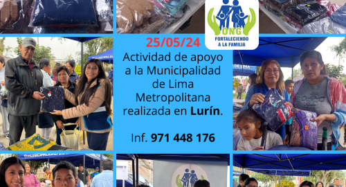 Actividad de apoyo a la Municipalidad Metropolitana de Lima realizada en Lurín. Llevamos 220 donaciones (25/05/24)