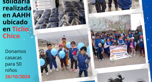 Obra solidaria realizada en Ticlio chico. Donación para 50 niños (26/10/24)