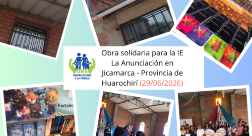 Obra solidaria para la IE «La Anunciación» de Jicamarca. Se instaló canaletas pluviales, se donó enciclopedias para su biblioteca, y taller para padres e hijos (29/06/2026)